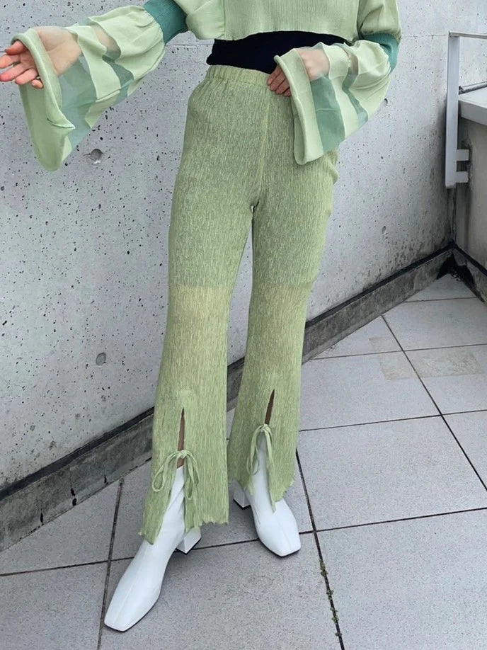 シースルーニットパンツ