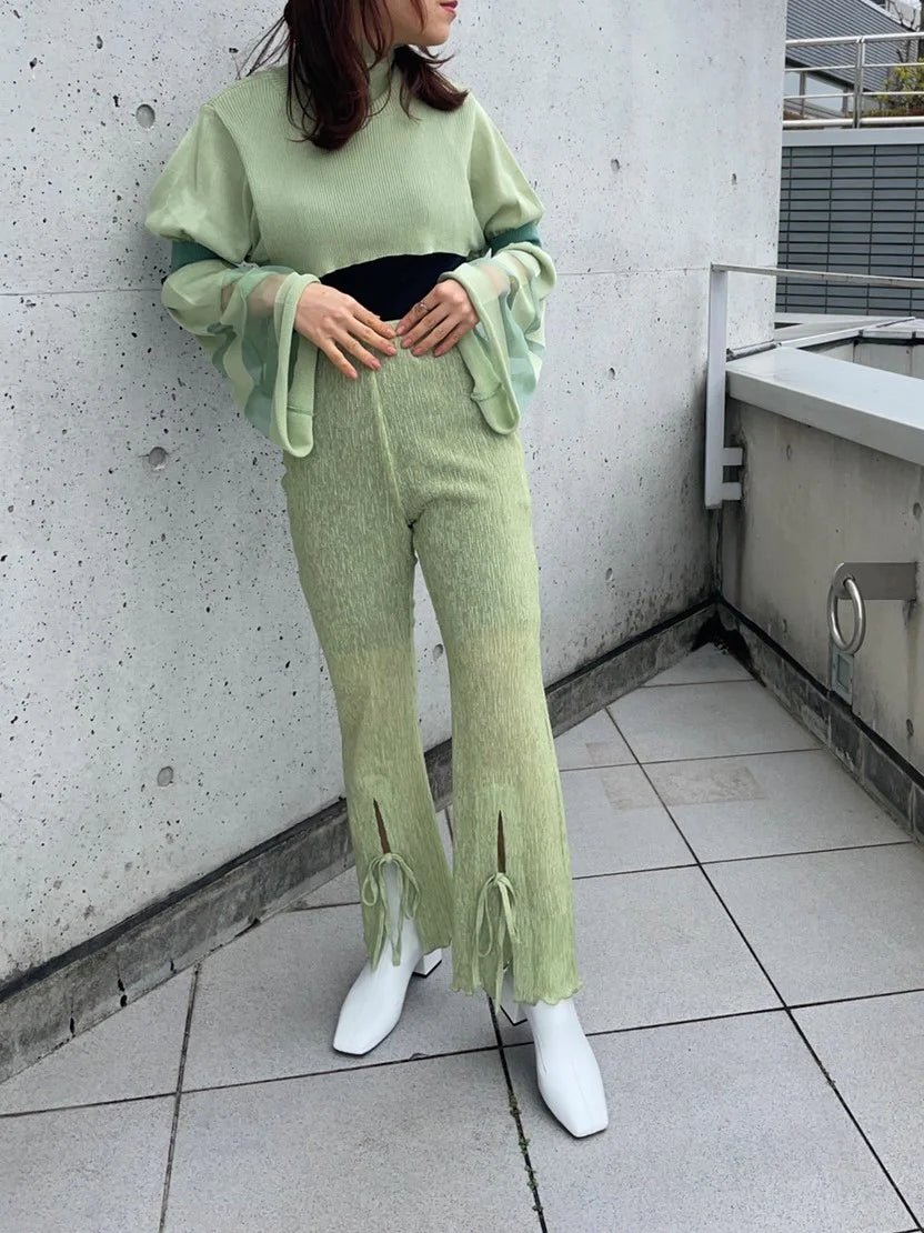 シースルーニットパンツ
