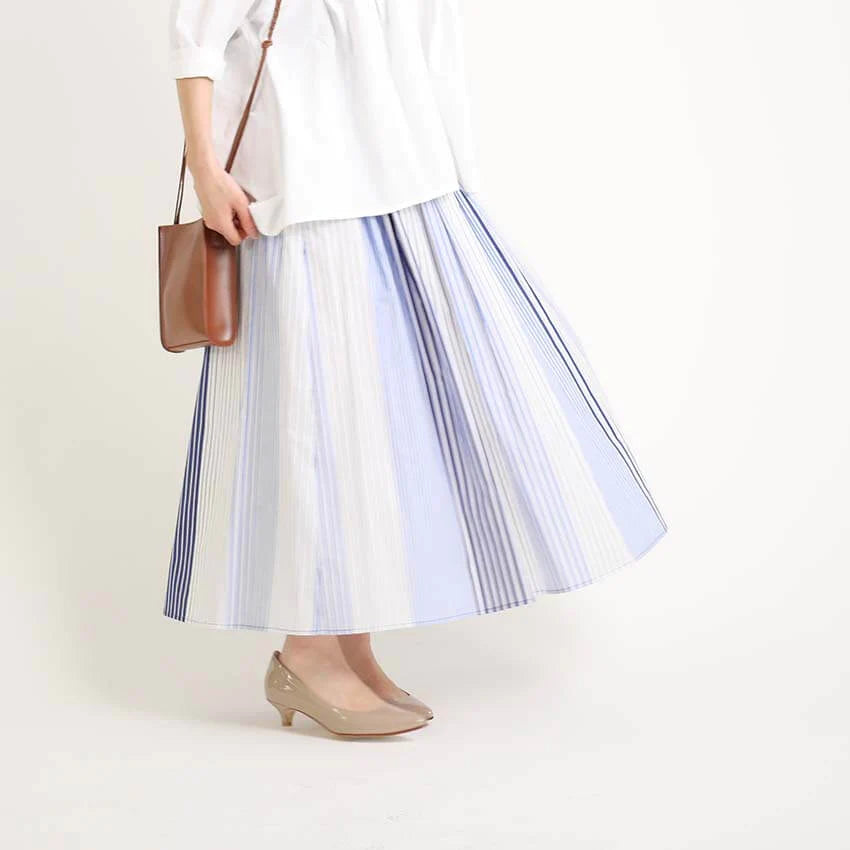 マルチストライプ ロングスカート