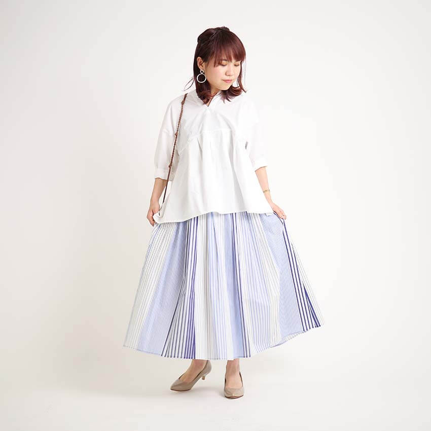 マルチストライプ ロングスカート