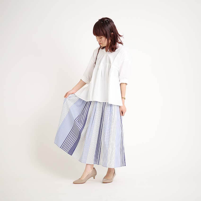 マルチストライプ ロングスカート