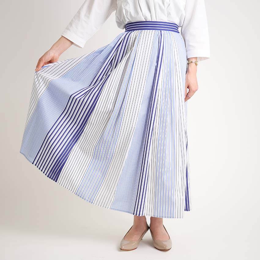 マルチストライプ ロングスカート