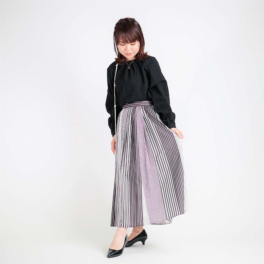 マルチストライプ ロングスカート