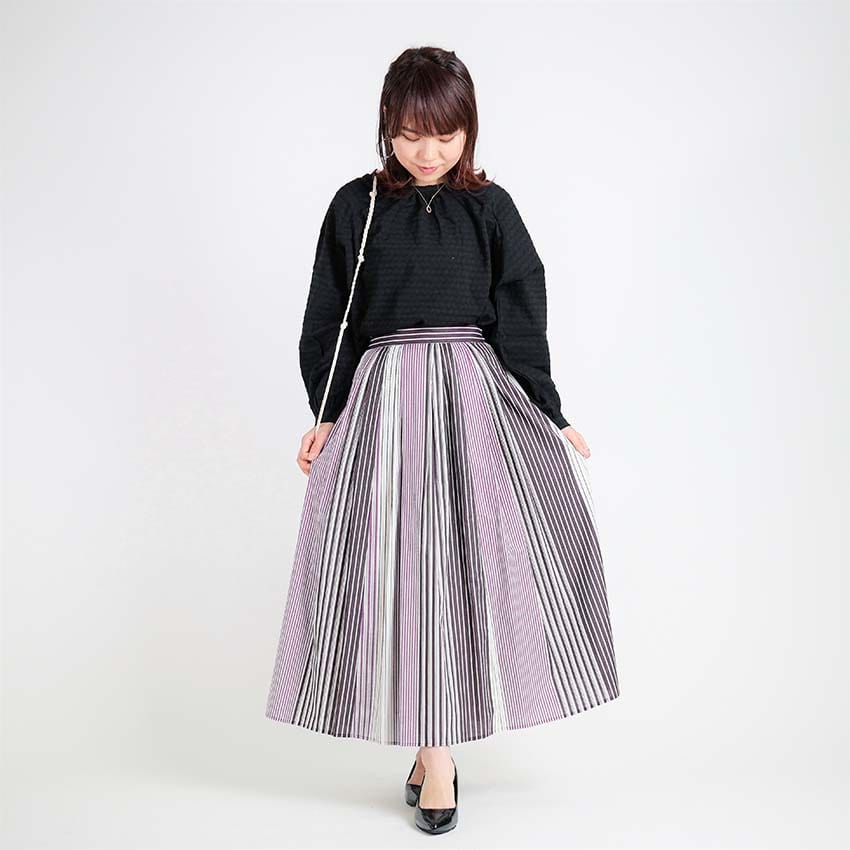 マルチストライプ ロングスカート