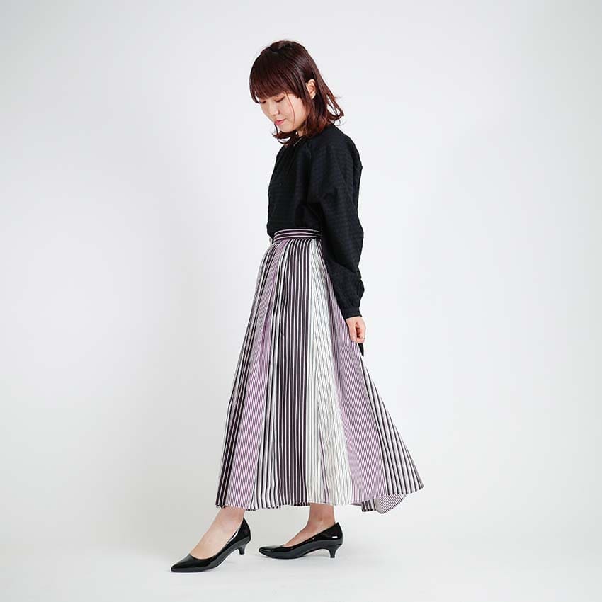 マルチストライプ ロングスカート