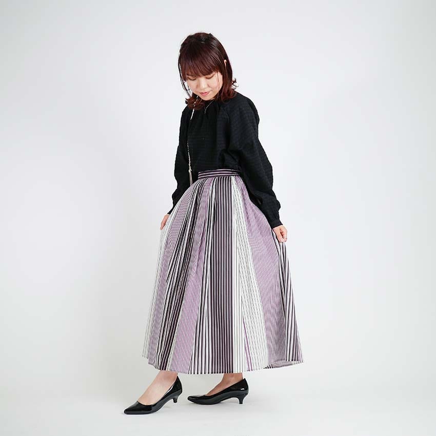 マルチストライプ ロングスカート
