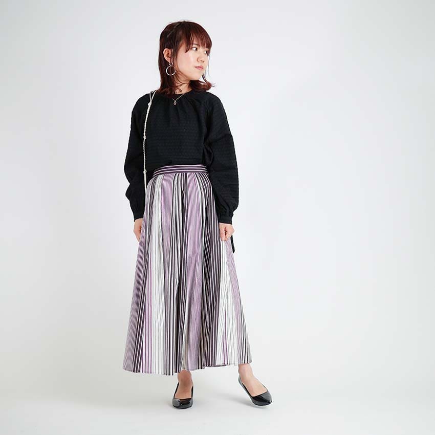 マルチストライプ ロングスカート