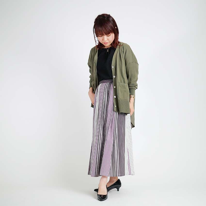 マルチストライプ ロングスカート