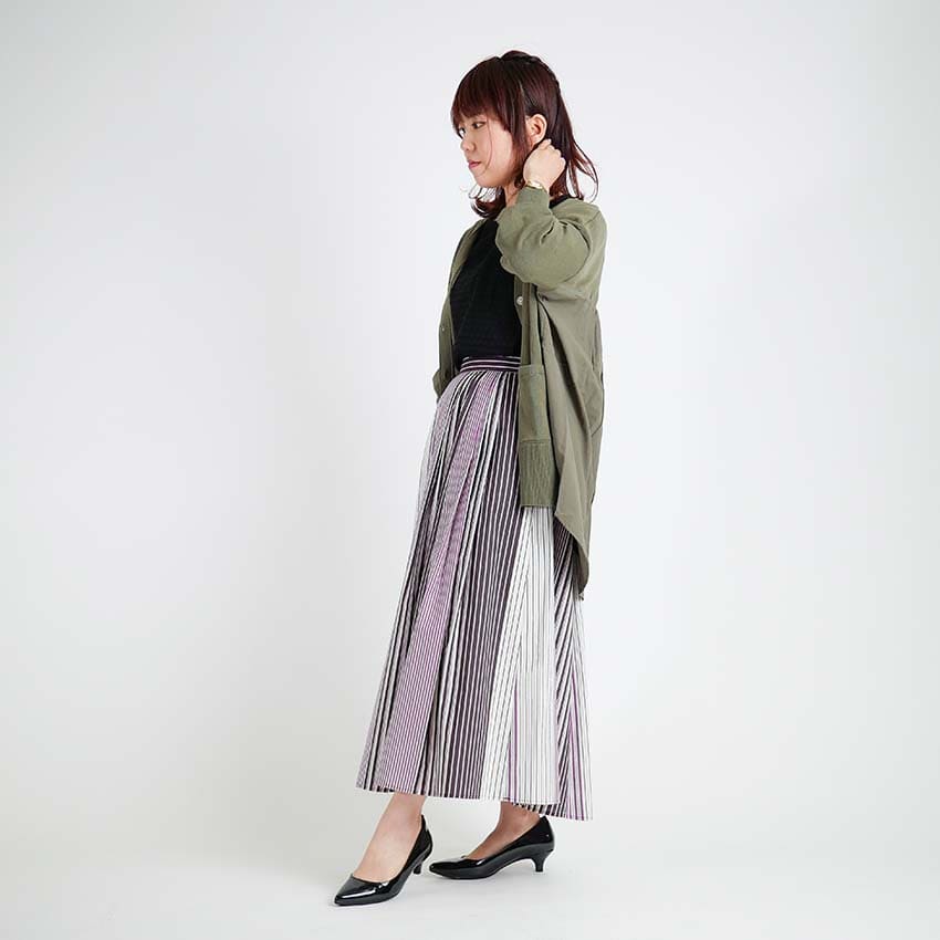 マルチストライプ ロングスカート