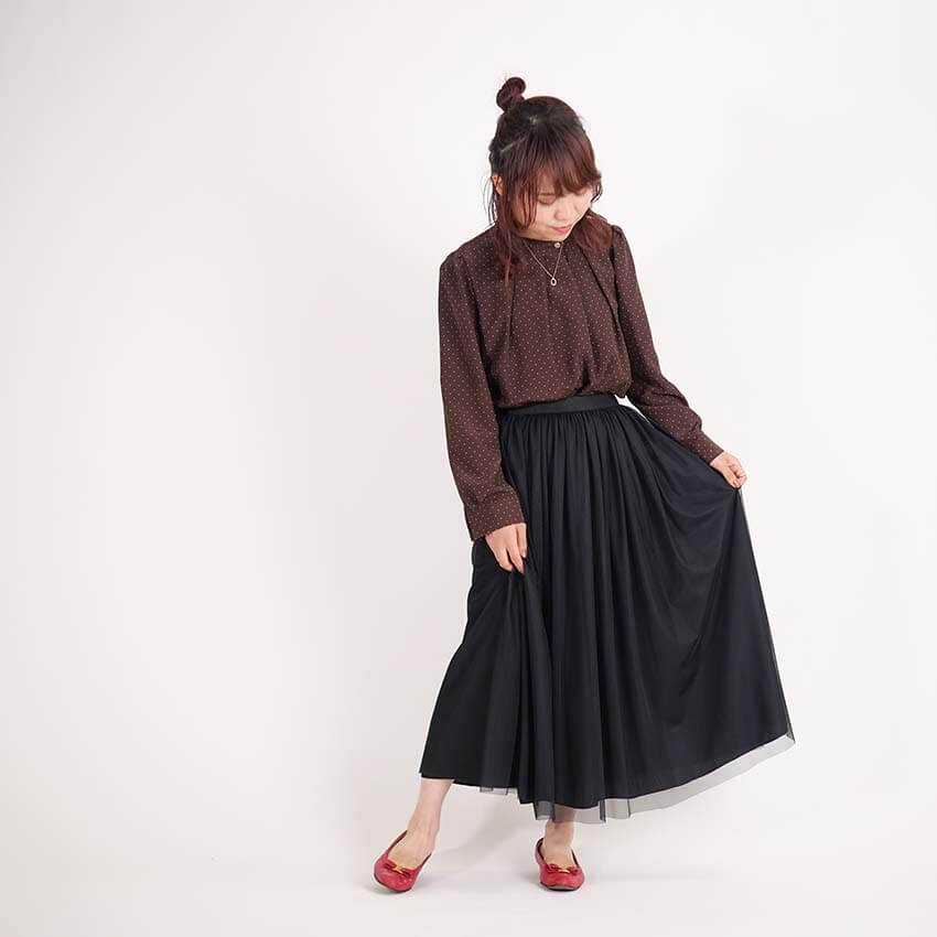 リバーシブルチュールスカート
